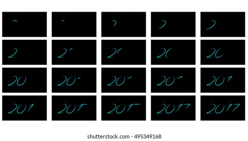 Animation luminous digits 2017. New Year. Effect.