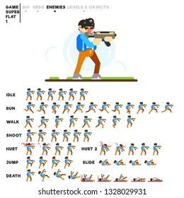Animation of a man with an automat for creating a video game