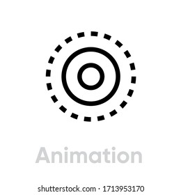 Animation Media Types icon. Editable line vector. Element three circles, two solid one dotted. Single pictogram.