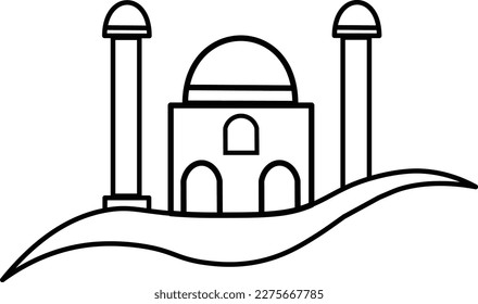 animation of the mosque above the clouds
