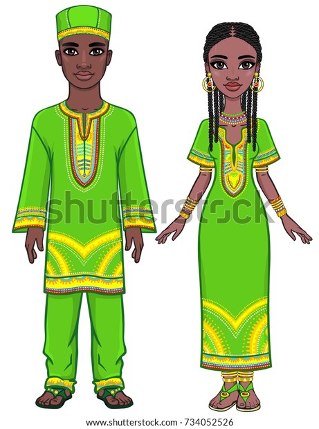 Animation Portrait African Family Bright Ethnic Stock Vector (Royalty ...