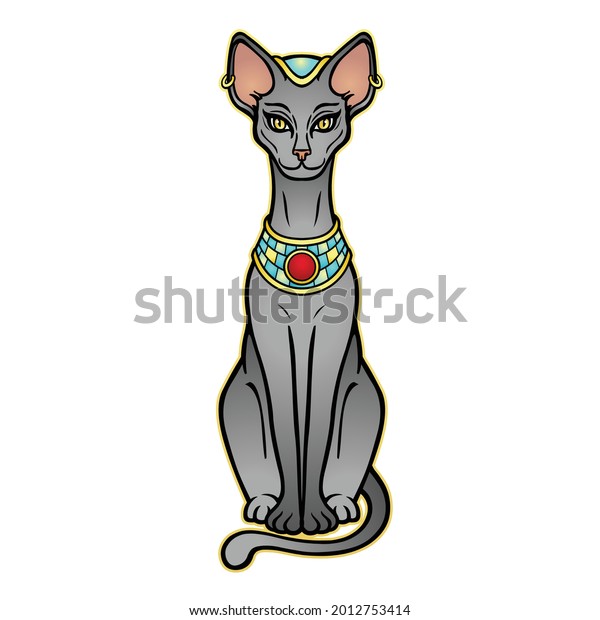 Animation Portrait Ancient Egyptian Goddess Bastet Stock Vector Royalty Free