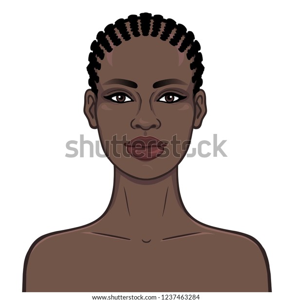 Animation Portrait Young Beautiful African Girl Stock Vector (Royalty ...