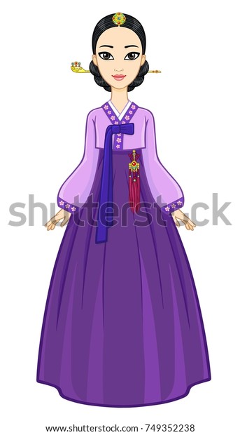 Animation Portrait Young Korean Girl Ancient Stock Vector (Royalty Free ...