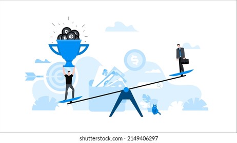 Animation ready duik friendly vector. Conceptual business story. Scoring a goal, success, leadership, winning.