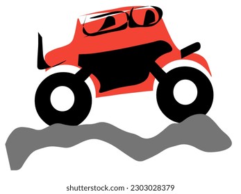 The animation of the red offroad car running on the rocks is very cool