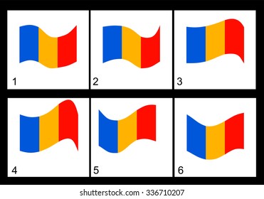 Animation of the Rumanian flag  Vector frame.