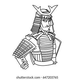 animation samurai man to ancient clothes. wearing armor helmet mask warrior