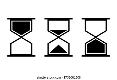Animation Sand Glass Clock Icons Set. Hourglass flat vector icon.