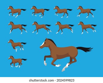 Animation Sequence Arabian Horse Running Cartoon Vector Illustration