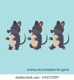 Animation set of cartoon rat for game