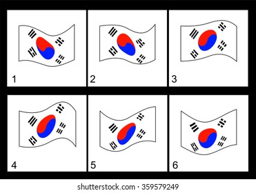 Animation South Korea flag  Vector frame.
