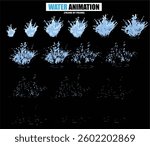 animation sprite sheet of water splash, liquid splashes, dripping water, ripples animation, fountain water fall animation, liquid explosion, sprite sheet of water, splash effect