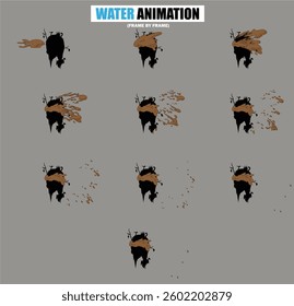 animation sprite sheet of water splash, liquid splashes, dripping water, ripples animation, fountain water fall animation, liquid explosion, sprite sheet of water, splash effect