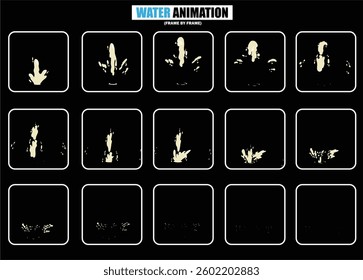 animation sprite sheet of water splash, liquid splashes, dripping water, ripples animation, fountain water fall animation, liquid explosion, sprite sheet of water, splash effect