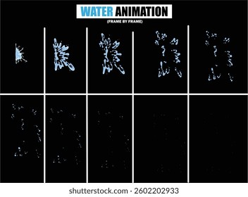 animation sprite sheet of water splash, liquid splashes, dripping water, ripples animation, fountain water fall animation, liquid explosion, sprite sheet of water, splash effect