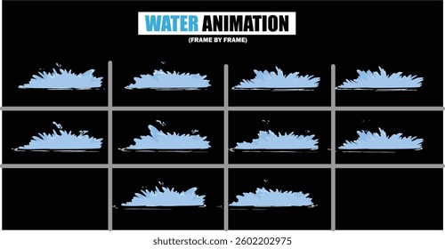 animation sprite sheet of water splash, liquid splashes, dripping water, ripples animation, fountain water fall animation, liquid explosion, sprite sheet of water, splash effect