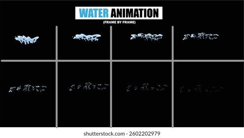 animation sprite sheet of water splash, liquid splashes, dripping water, ripples animation, fountain water fall animation, liquid explosion, sprite sheet of water, splash effect
