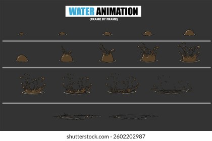 animation sprite sheet of water splash, liquid splashes, dripping water, ripples animation, fountain water fall animation, liquid explosion, sprite sheet of water, splash effect