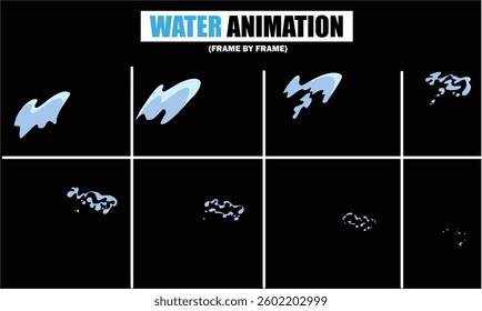 animation sprite sheet of water splash, liquid splashes, dripping water, ripples animation, fountain water fall animation, liquid explosion, sprite sheet of water, splash effect