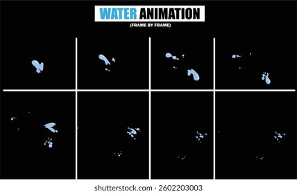 animation sprite sheet of water splash, liquid splashes, dripping water, ripples animation, fountain water fall animation, liquid explosion, sprite sheet of water, splash effect