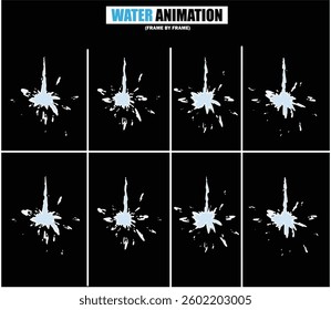 animation sprite sheet of water splash, liquid splashes, dripping water, ripples animation, fountain water fall animation, liquid explosion, sprite sheet of water, splash effect