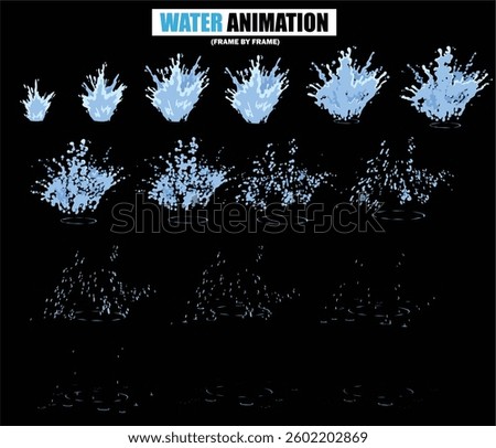 animation sprite sheet of water splash, liquid splashes, dripping water, ripples animation, fountain water fall animation, liquid explosion, sprite sheet of water, splash effect