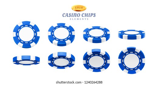 Animation sprites for realistic casino chips or frames for gambling empty tokens flip, cycles of movement for plastic blank chips. Can be used for gif animation at online casino. Gamble theme