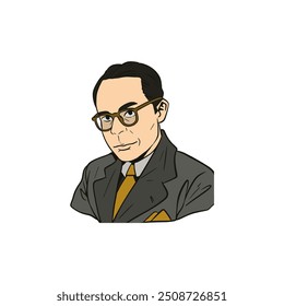 an animation of a statesman and economist who played a role in Indonesia's struggle for independence.