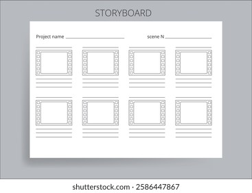 Animation Storyboard  Sheet Isolated Vector Background 