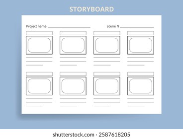 Animation Storyboard  Sheet Isolated Vector Background 