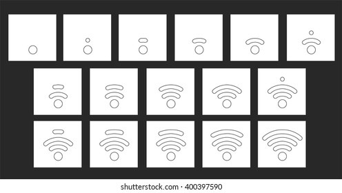 Animation of thin lines web wi-fi icon. 