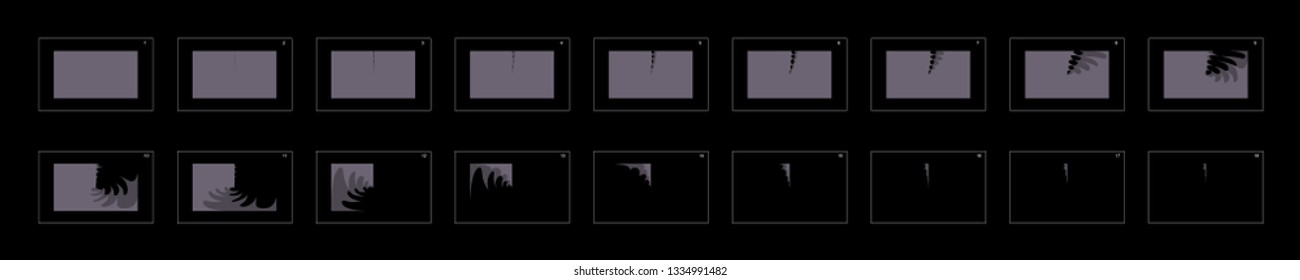 Animation transitions effect. Sprite Sheet of transitions. Ready frame by frame animation for games, cartoon or animation. ash color scene transition effect.  Animation transitions effect – 20.