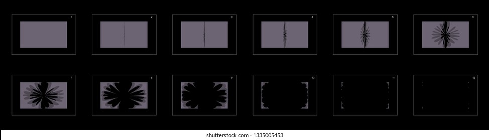 Animation transitions effect. Sprite Sheet of transitions. Ready frame by frame animation for games, cartoon or animation. ash color scene transition effect.  Animation transitions effect – 18.