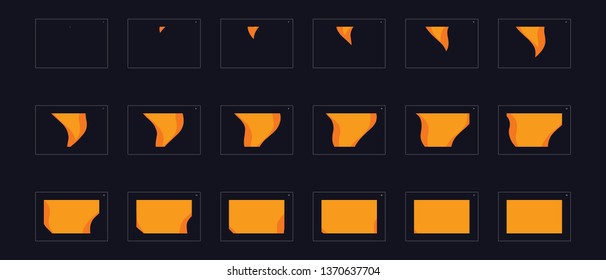 Animation transitions effect. Sprite Sheet of transitions. Ready frame by frame animation for games, cartoon or animation. yellow color scene transition effect.  Animation transitions effect 25