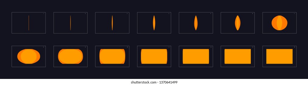 Animation transitions effect. Sprite Sheet of transitions. Ready frame by frame animation for games, cartoon or animation. yellow color scene transition effect. Animation transitions effect 29