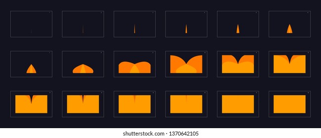 Animation transitions effect. Sprite Sheet of transitions. Ready frame by frame animation for games, cartoon or animation. yellow color scene transition effect. Animation transitions effect 30