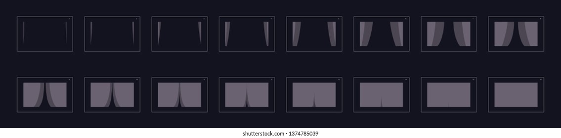 Animation transitions effect. Sprite Sheet of transitions. Ready frame by frame animation for games, cartoon or animation. ash color scene transition effect.  Animation transitions effect 24