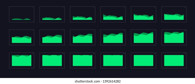 Animation transitions effect. Sprite Sheet of transitions. Ready frame by frame animation for games, cartoon or animation. green color scene transition effect.  Animation transitions effect 32