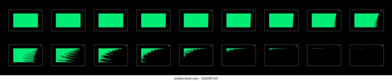 animation transitions effect. Sprite Sheet of transitions. Ready frame by frame animation for games, cartoon or animation. ash color scene transition effect.  Animation transitions effect 75