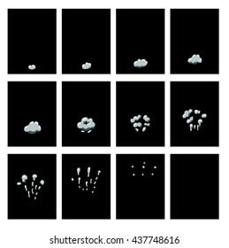 Animation vapor, fume, steam, exhalation. Flying up the smoke. Storyboard animation dusty track