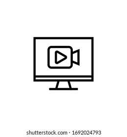 Animation vector icon cinema in linear, outline icon isolated on white background