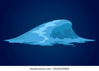Cuadro de onda de agua de animación. Salpicadura de agua para animación y efectos visuales. Olas marinas o oceánicas con gotas o salpicaduras. Ilustración vectorial de dibujos animados