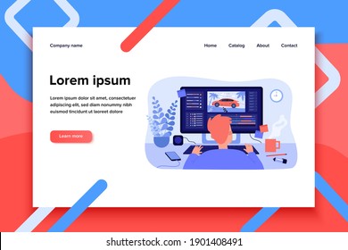 Animator sitting at workplace and creating motion design isolated flat vector illustration. Cartoon artist working on computer. Graphic creator profession and animation concept