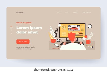 Animator sitting at workplace and creating motion design isolated flat vector illustration. Cartoon artist working on computer. Graphic creator profession and animation concept