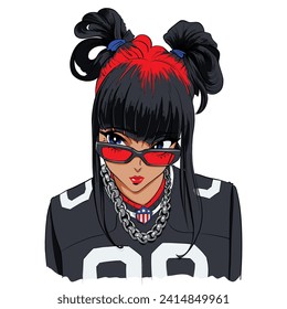 anime american football fan girl illustration
