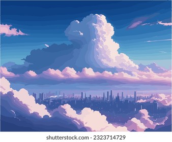 Anime background view cloudy