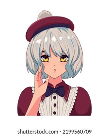 anime beautiful girl isolated icon