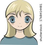 Anime blond girl avatar vector