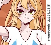 anime blond woman, vector design